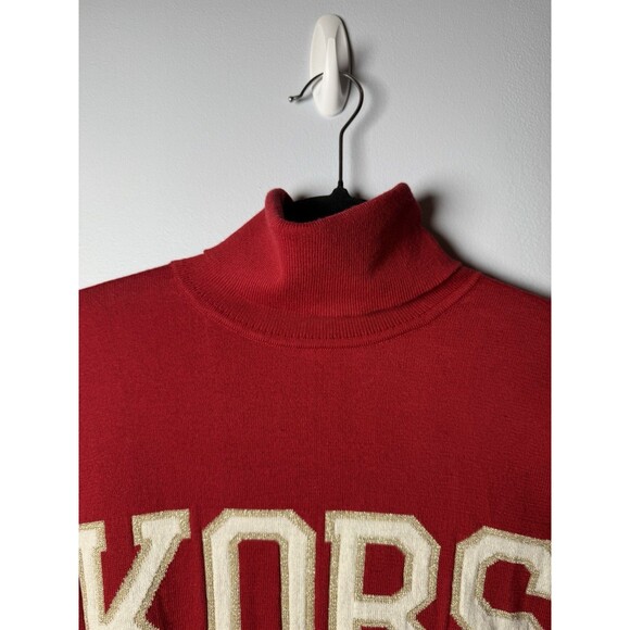MICHAEL KORS Women Red Logo Long Sleeve Turtle Neck Sweater Small NEW - Picture 4 of 9